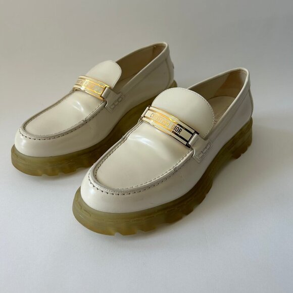 CHRISTIAN DIOR WHITE LEATHER LOAFERS - Picture 3 of 13
